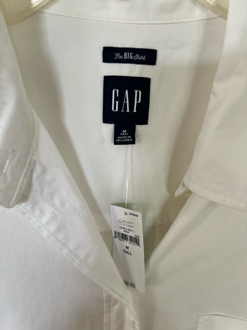 NWT GAP The Big Shirt White Oxford Shirt Size: Medium Tall - Picture 3 of 7